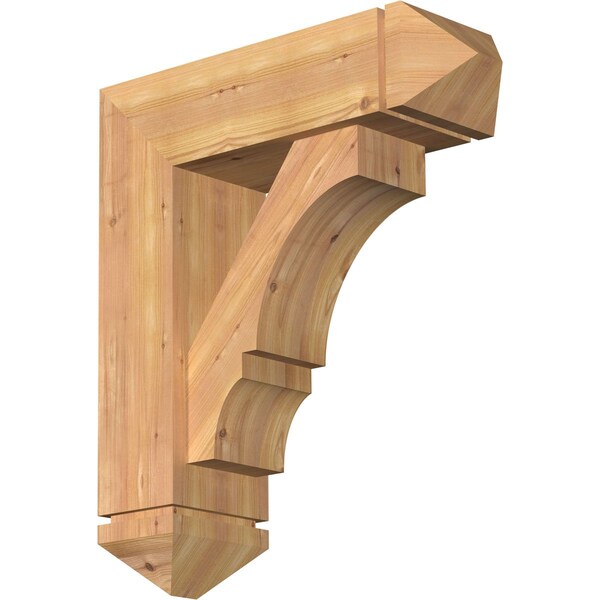 Ekena Millwork Balboa Arts and Crafts Smooth Bracket w/ Offset Brace, Western Red Cedar, 7 1/2"W x 24"D x 28"H BKT0806X24X28BOA03SWR - main